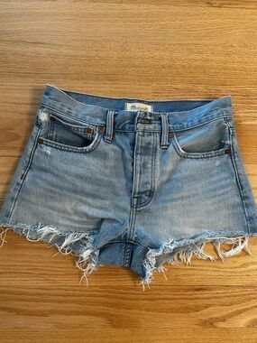 Madewell Distressed Light Blue relaxed fit Denim Cutoff Shorts